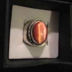 Sterling silver ring with orange stone